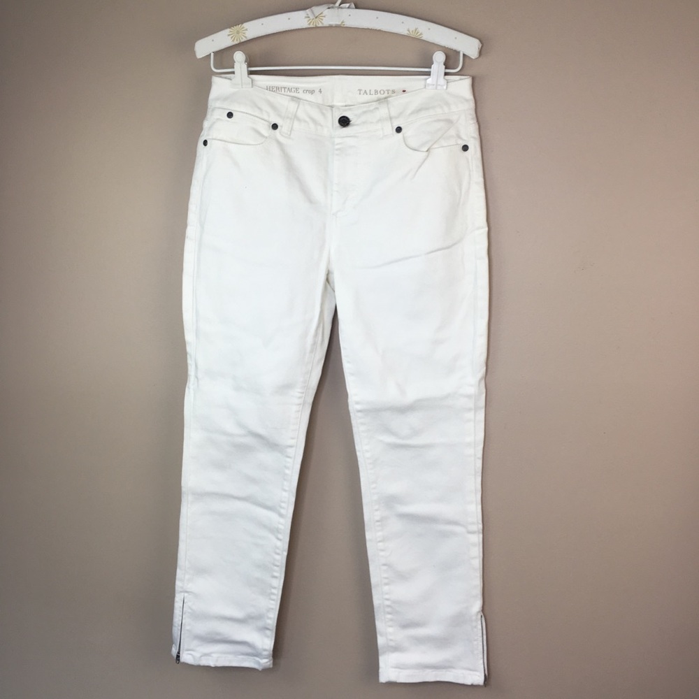 Talbots Heritage Crop White Denim Jeans 4